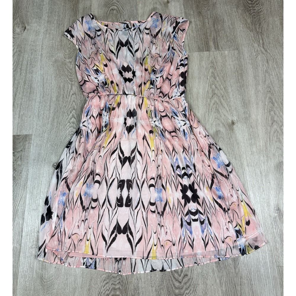 J. Crew Dress Womens Size 2 Marble Print Pink 100% Silk Chiffon Lined